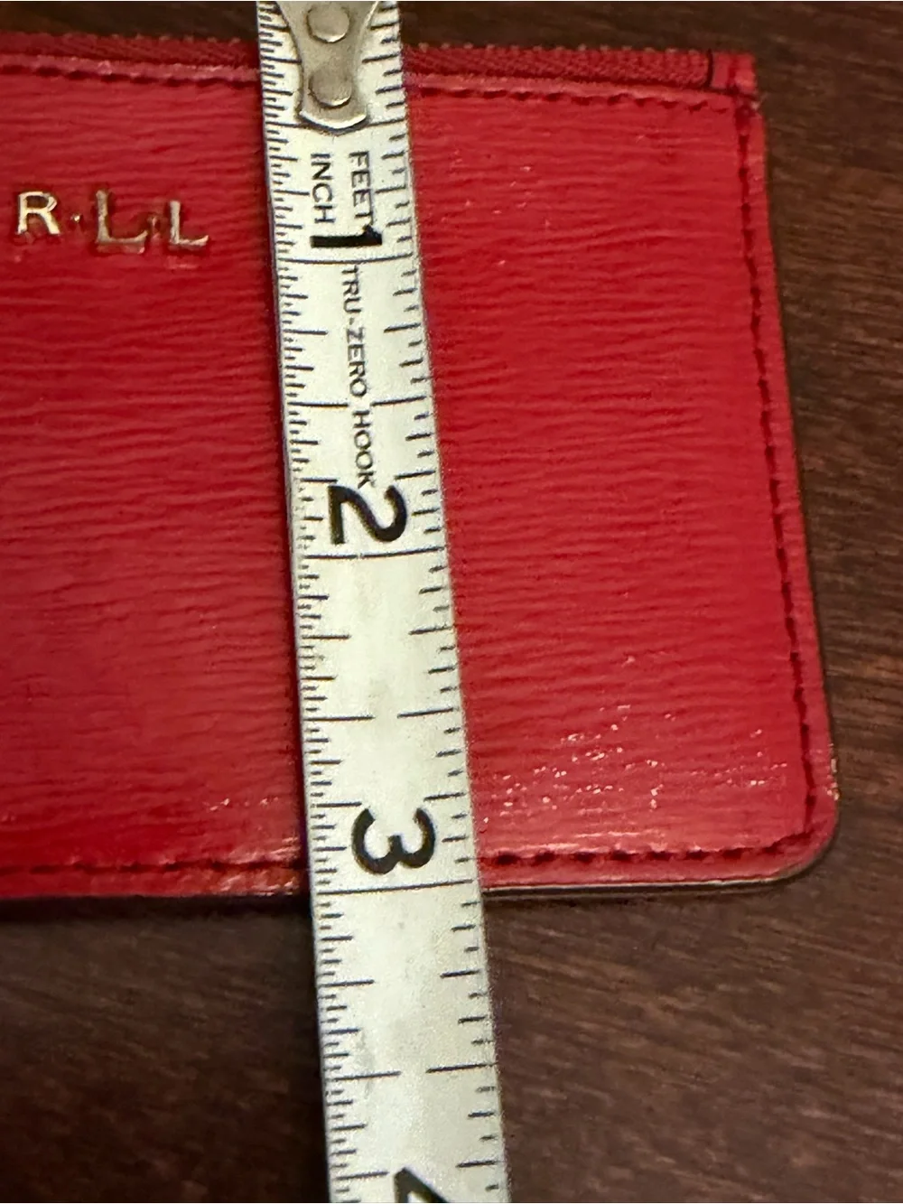 Vintage Lauren Ralph Lauren Coin Purse Card Holder ID Wallet Red Leather 4.5x3”